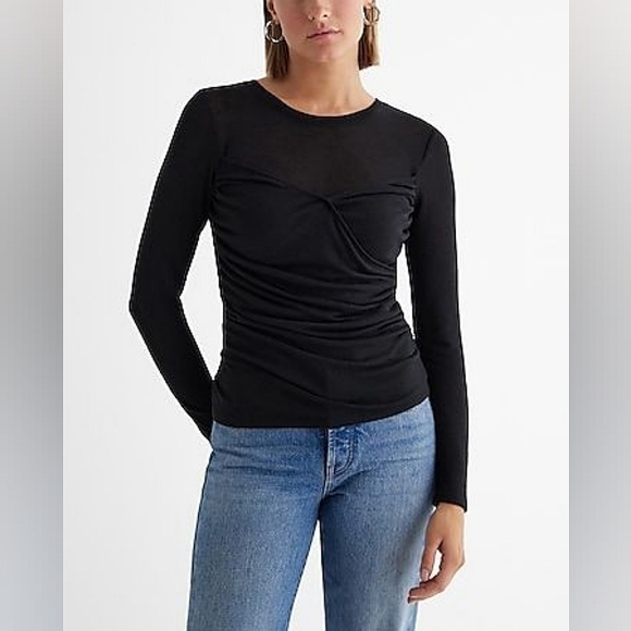 ☆Express Fitted Light Weight Crew Neck Wrap Front Tee NWOT☆ - Picture 1 of 1